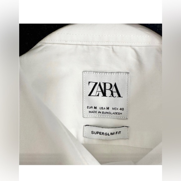 New, Zara Men's White Stretchy Shirt, M, SuperSlim - Picture 2 of 3